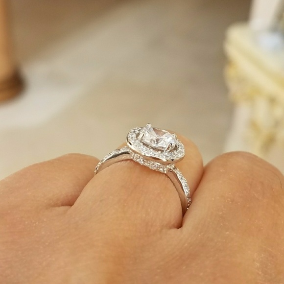 14k white gold plated Engagement Ring sizes 5 6 7 8 9 10 - Picture 4 of 8